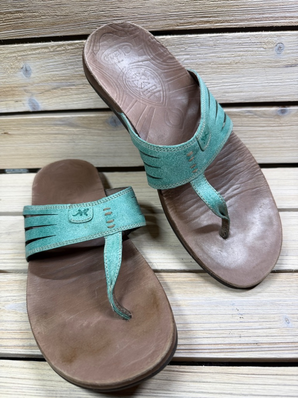 Chaco Sansa Turquoise Thong Leather Sandal Size 9